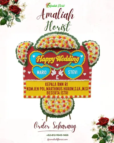 Karangan Papan Bunga Pernikahan di Gada